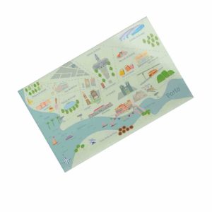 Postal com ilustração do mapa da cidade do Porto